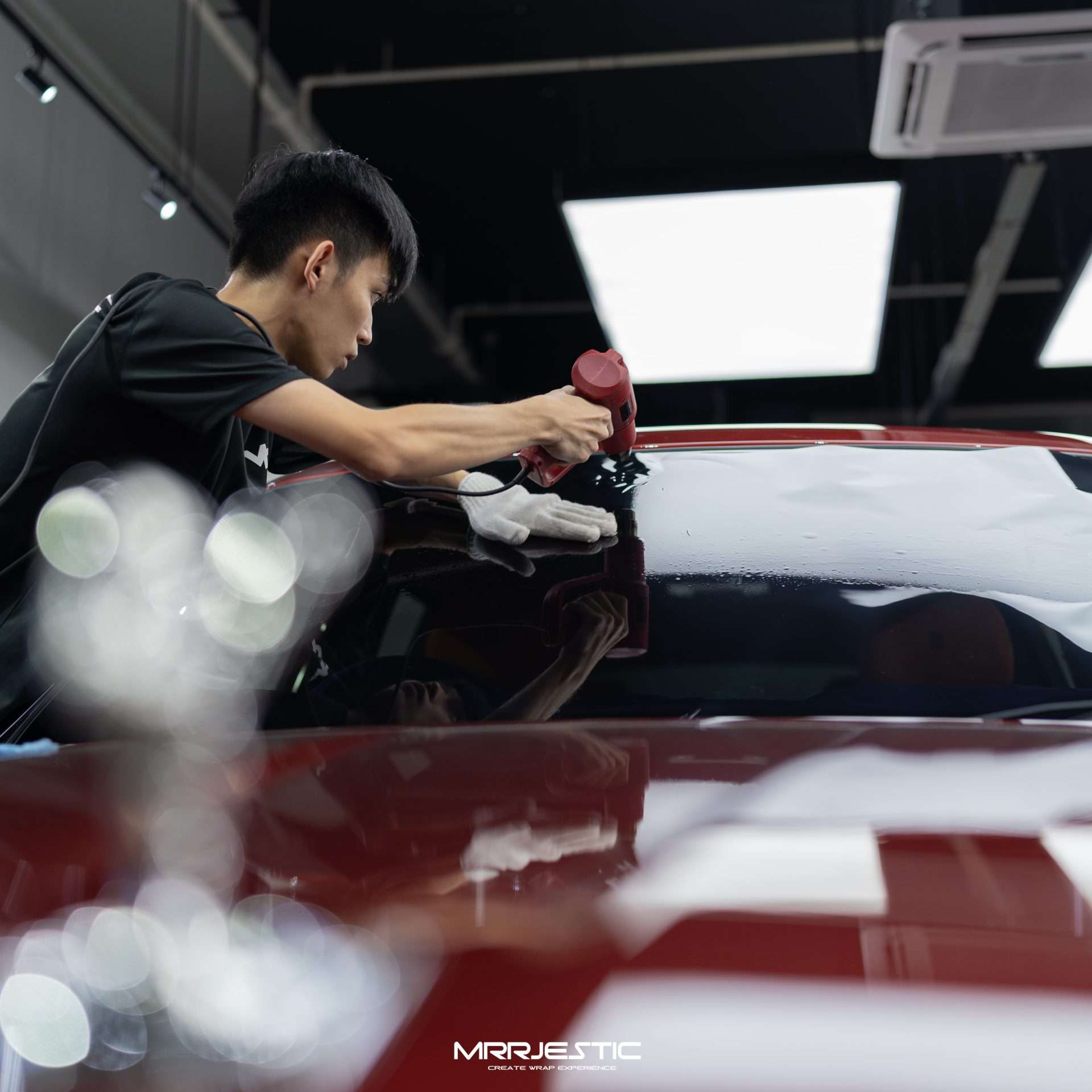 Window film installation on Rolls Royce Cullinan